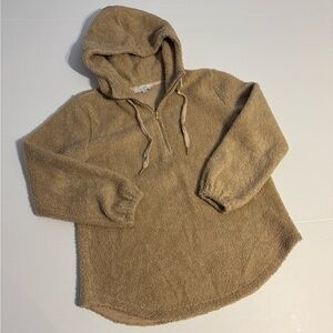 Loft Cozy Tan Sherpa Teddy Hoodie Sweater Medium